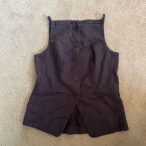 Madewell button front tank blouse, dark brown, size0